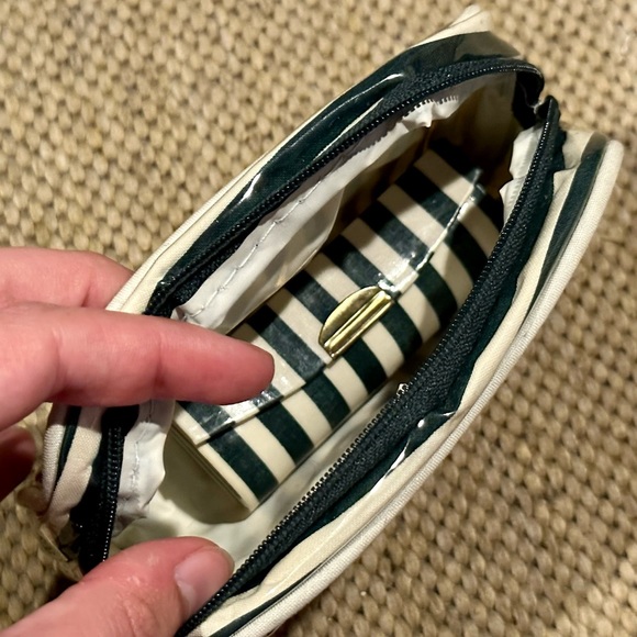 Women’s Striped Travel Cosmetic Case/Bag & Matching Lipstick Holder w/ Mirror - Picture 15 of 16